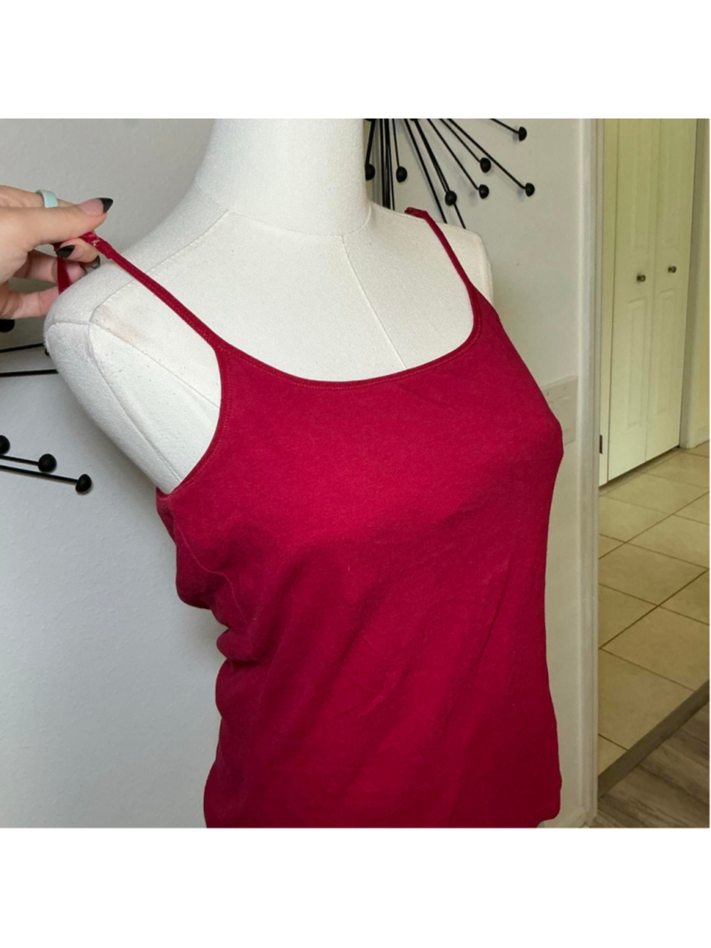 Express Red Shelf Bra Cami Tank Top Size Large - Picture 2 of 4
